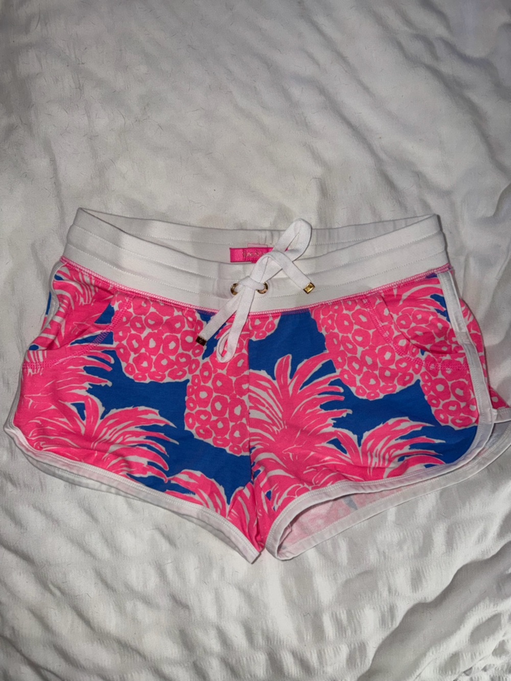 Lilly Pulitzer Hot Pink and Royal Blue Pineapple Athletic Shorts S